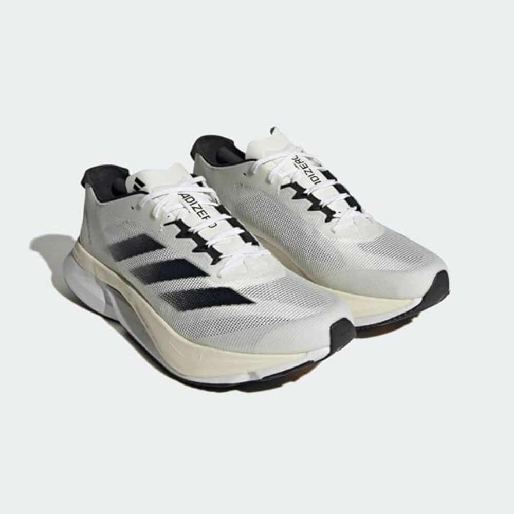 NWT adidas Men's Adizero Boston 12 Shoes,Cloud White/Black/Night Metalli -6.5